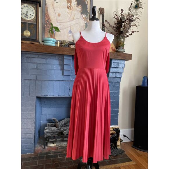 Vintage Jody T California Accordion Pleat Cami Midi Tank Cocktail Dress Disco S - Picture 1 of 13